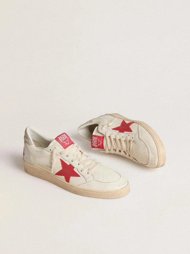 Zapatillas Ball Star para mujer de San Valentín con estrella de piel roja y letras rojas de Swarovski