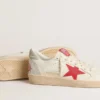 Zapatillas Ball Star para mujer de San Valentín con estrella de piel roja y letras rojas de Swarovski