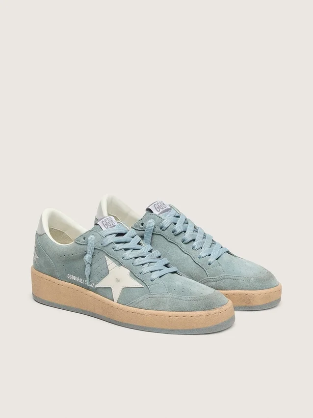Zapatillas Ball Star para mujer en ante azul claro con estrella blanca
