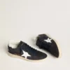 Zapatillas Ball Star para mujer en ante azul oscuro con estrella y lengüeta en el talón de piel