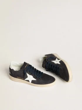 Zapatillas Ball Star para mujer en ante azul oscuro con estrella y lengüeta en el talón de piel