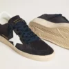 Zapatillas Ball Star para mujer en ante azul oscuro con estrella y lengüeta en el talón de piel