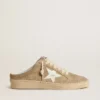 Zapatillas Ball Star para mujer en ante beige con estrella de piel blanca