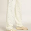 Zapatillas Ball Star para mujer en ante beige con estrella y lengüeta del talón de piel blanca