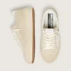 Zapatillas Ball Star para mujer en ante beige con estrella y lengüeta del talón de piel blanca