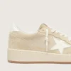 Zapatillas Ball Star para mujer en ante beige con estrella y lengüeta del talón de piel blanca