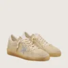 Zapatillas Ball Star para mujer en ante color perla con estrella plateada brillante