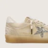 Zapatillas Ball Star para mujer en ante color perla con estrella plateada brillante