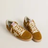 Zapatillas Ball Star para mujer en ante con estrella de piel beige y lengüeta del talón de piel de potro