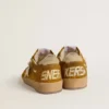 Zapatillas Ball Star para mujer en ante con estrella de piel beige y lengüeta del talón de piel de potro