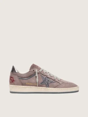 Zapatillas Ball Star para mujer en ante lavanda con estrella plateada brillante y lengüeta del talón de piel laminada