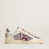 Zapatillas Ball Star para mujer en ante lila con estrella de piel burdeos y lengüeta del talón de ante lila