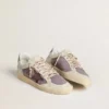Zapatillas Ball Star para mujer en ante lila con estrella de piel burdeos y lengüeta del talón de ante lila