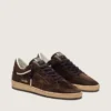Zapatillas Ball Star para mujer en ante marrón con estrella y lengüeta en el talón de piel marrón