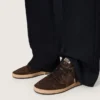 Zapatillas Ball Star para mujer en ante marrón con estrella y lengüeta en el talón de piel marrón
