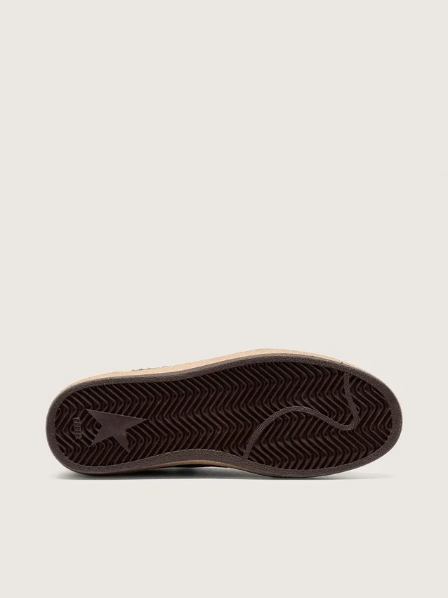 Zapatillas Ball Star para mujer en ante marrón con estrella y lengüeta en el talón de piel marrón