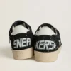 Zapatillas Ball Star para mujer en ante negro con tachuelas y estrella de piel blanca