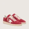 Zapatillas Ball Star para mujer en ante rojo con estrella y lengüeta del talón de piel blanca