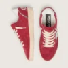 Zapatillas Ball Star para mujer en ante rojo con estrella y lengüeta del talón de piel blanca