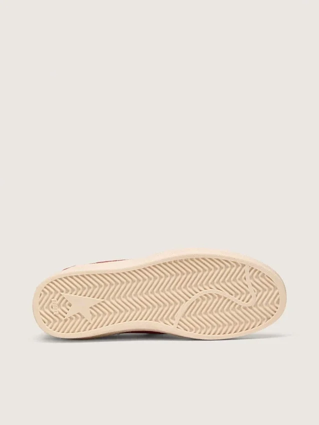 Zapatillas Ball Star para mujer en ante rojo con estrella y lengüeta del talón de piel blanca