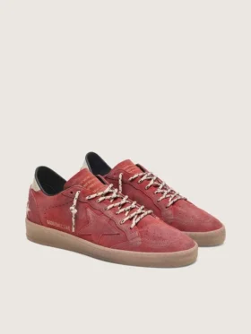 Zapatillas Ball Star para mujer en ante rojo óxido con estrella tono sobre tono
