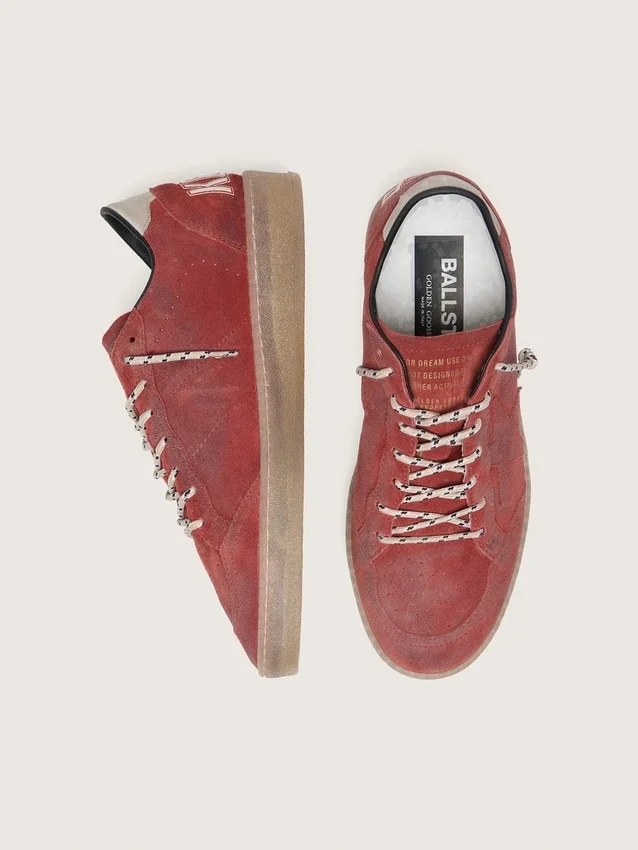 Zapatillas Ball Star para mujer en ante rojo óxido con estrella tono sobre tono