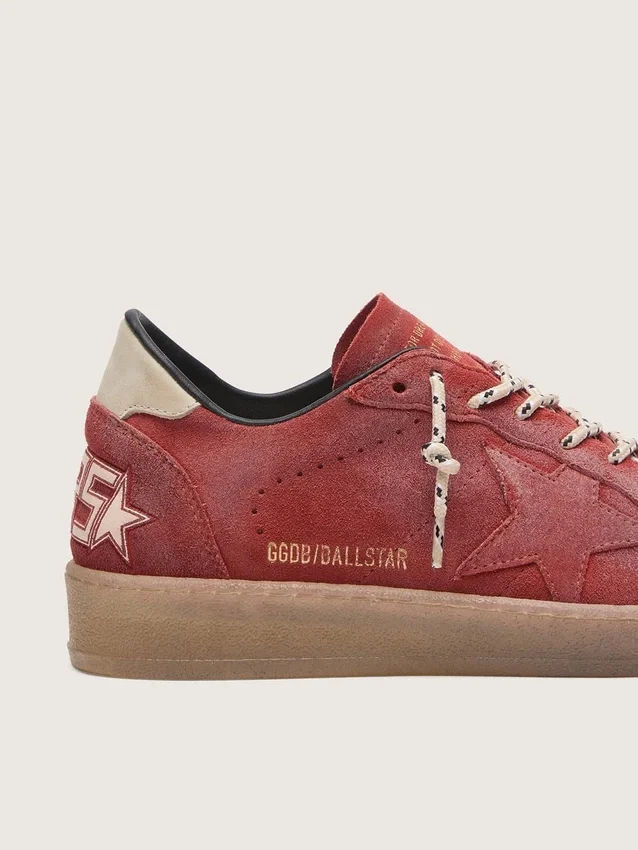 Zapatillas Ball Star para mujer en ante rojo óxido con estrella tono sobre tono