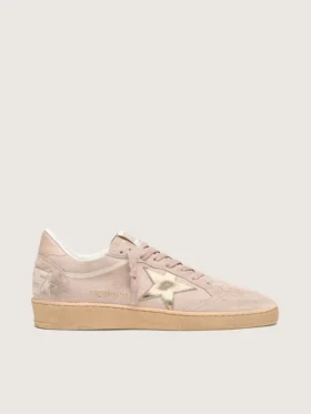 Zapatillas Ball Star para mujer en ante rosa empolvado con estrella dorada metalizada
