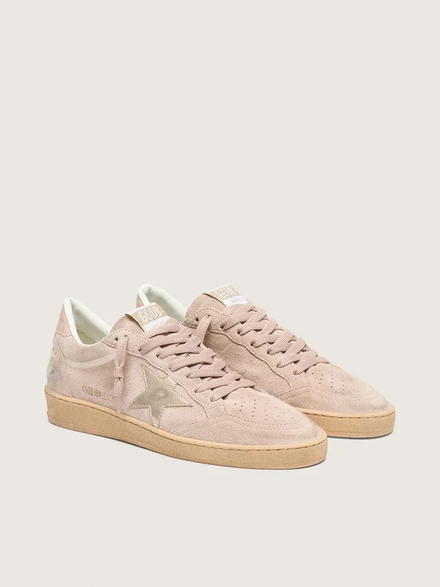Zapatillas Ball Star para mujer en ante rosa empolvado con estrella dorada metalizada