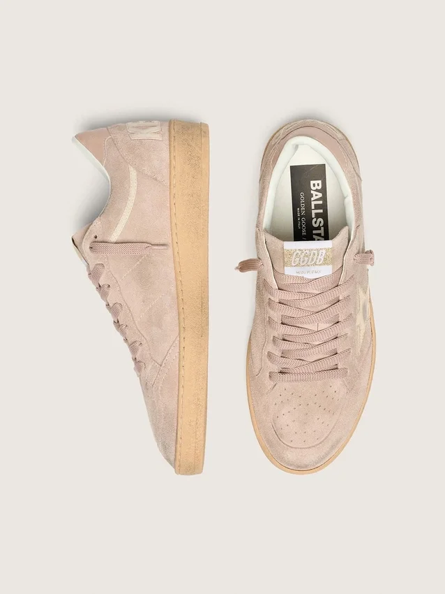 Zapatillas Ball Star para mujer en ante rosa empolvado con estrella dorada metalizada