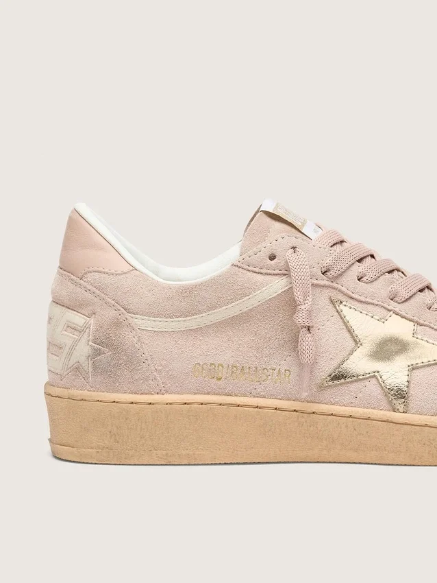 Zapatillas Ball Star para mujer en ante rosa empolvado con estrella dorada metalizada