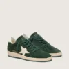 Zapatillas Ball Star para mujer en ante verde con estrella de piel blanca y lengüeta en el talón