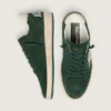 Zapatillas Ball Star para mujer en ante verde con estrella de piel blanca y lengüeta en el talón