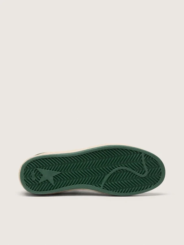 Zapatillas Ball Star para mujer en ante verde con estrella de piel blanca y lengüeta en el talón