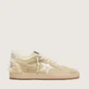 Zapatillas Ball Star para mujer en ante y piel de oveja con estrella de charol blanco