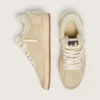 Zapatillas Ball Star para mujer en ante y piel de oveja con estrella de charol blanco