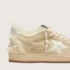 Zapatillas Ball Star para mujer en ante y piel de oveja con estrella de charol blanco
