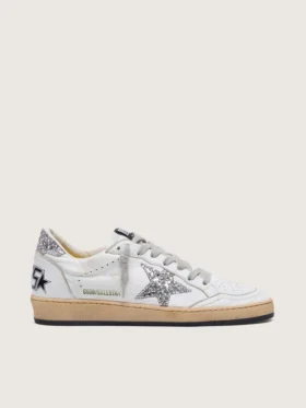 Zapatillas Ball Star para mujer en napa con estrella plateada brillante y lengüeta en el talón