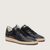Zapatillas Ball Star para mujer en napa negra con estrella negra brillante y lengüeta de ante en el talón