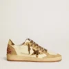 Zapatillas Ball Star para mujer en napa y ante con estrella de piel de potro y lengüeta metálica en el talón