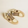 Zapatillas Ball Star para mujer en napa y ante con estrella de piel de potro y lengüeta metálica en el talón