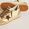 Zapatillas Ball Star para mujer en napa y ante con estrella de piel de potro y lengüeta metálica en el talón