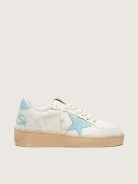 Zapatillas Ball Star para mujer en piel blanca con estrella azul claro