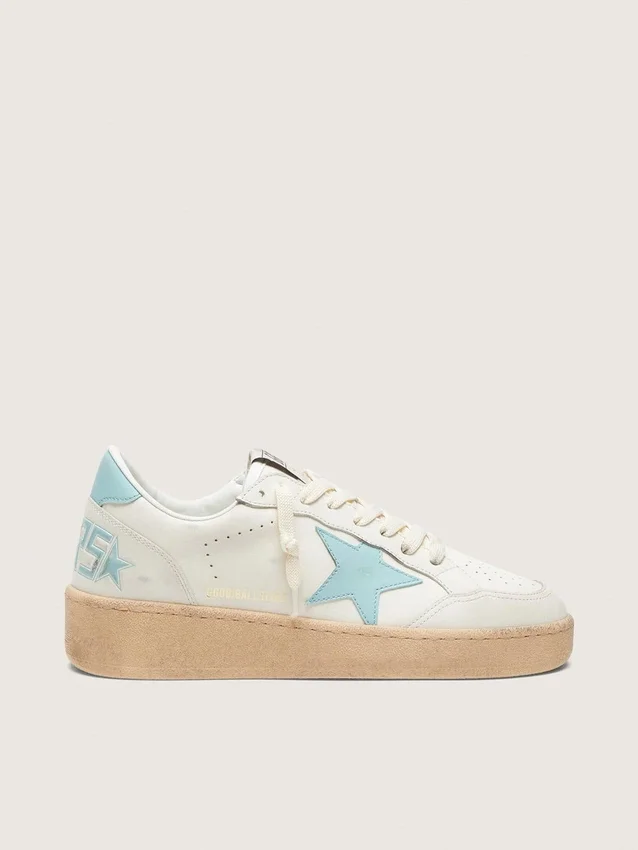 Zapatillas Ball Star para mujer en piel blanca con estrella azul claro