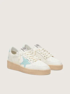 Zapatillas Ball Star para mujer en piel blanca con estrella azul claro