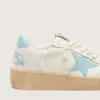 Zapatillas Ball Star para mujer en piel blanca con estrella azul claro