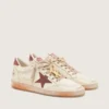 Zapatillas Ball Star para hombre en piel blanca con estrella y lengüeta del talón en piel color óxido