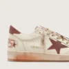 Zapatillas Ball Star para hombre en piel blanca con estrella y lengüeta del talón en piel color óxido