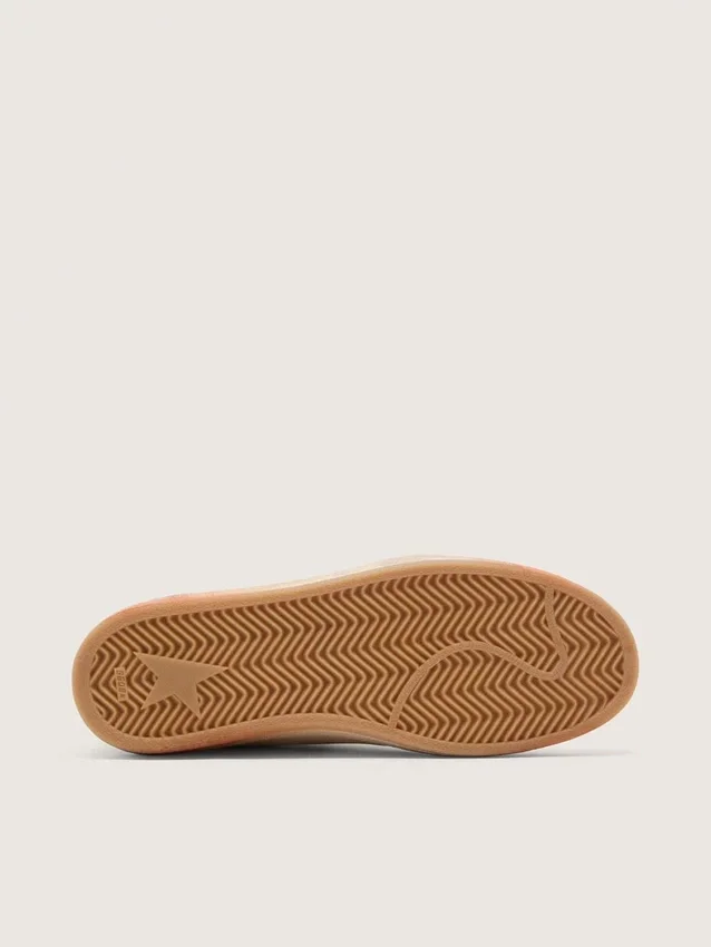 Zapatillas Ball Star para hombre en piel blanca con estrella y lengüeta del talón en piel color óxido