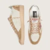 Zapatillas Ball Star para mujer en piel color crema con estrella de piel rojo ladrillo e inserciones de ante